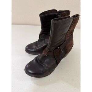 Merrell Womens Dark Brown Leather Suede Side Zip Heeled Ankle Boots Size 6.5